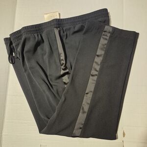 A New Day Black Track Pants with Satin Stripe, 1X (16w/18w)